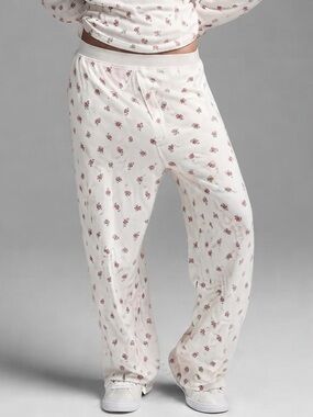 Skims Sz M White Mushroom Novelty Print Relaxed Modal Pajamas Pants